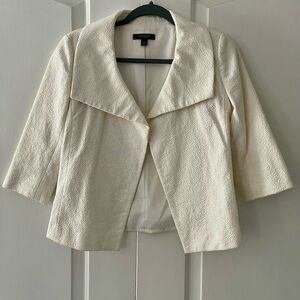 Ann Taylor Cream Textured Cropped Jacket